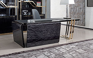 Luxurious Black Burl Rosewood Desk