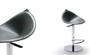 Modern Designer Leather and Steel Bar Stool