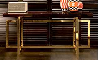 Console with Geometric Shaped Brass Frame