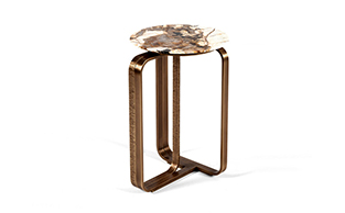 Luxury Bronze Metal and Marble Side Table