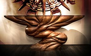 Carved Sculptural Walnut Console Table