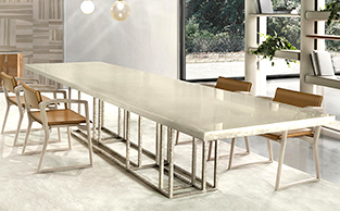Architectural Dining Table with Etched Nickel Structure