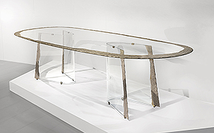 Architectural Engraved Murano Glass Dining Table