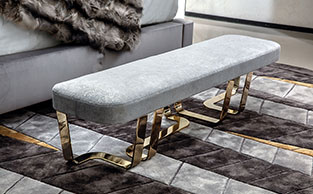 Modern Luxury Bench with Gold Metal Frame