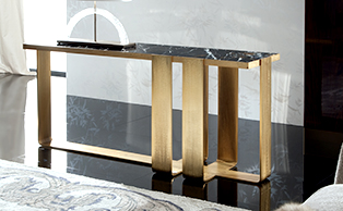 Engraved Gold and Marble Console Table