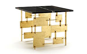 Modern Designer Gold Leaf Side Table 