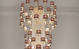 Grand Luxury Gold Leaf and Crystal Chandelier 76 Lights