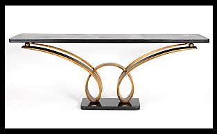 Sculptural Console Table in Gold Metal