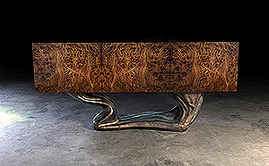 Luxury Walnut Sculptural Credenza