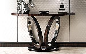 Macassar console table with Elliptical Rings