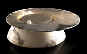 Sculptural Coffee Table in Carved Onyx Marble