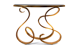 Gold Sculptural Console Table