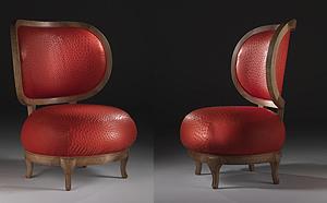 Luxury Walnut Wood Accent Chair