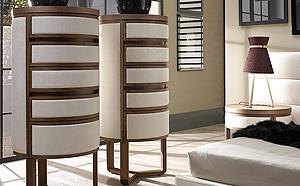 Contemporary Leather and Walnut Drawers