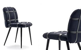 Leather Upholstered Chair with Hide Leather Mesh design