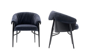 Luxury Leather and Steel Dining Chair 