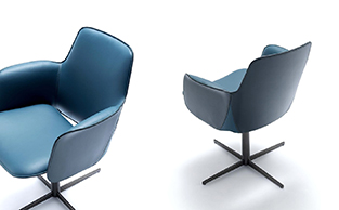 Hide Leather Chair with Steel Cross Base