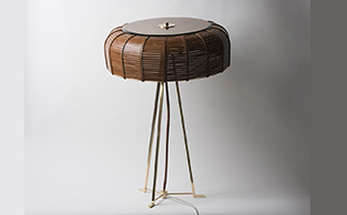 Contemporary Retro Lamp with Leather Shade