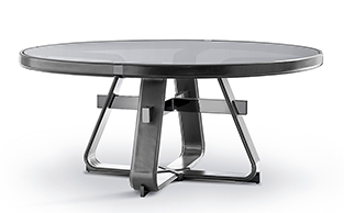 High End Architectural Table in Leather and Steel