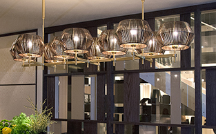 Modern Chandelier with 10 Leather Light Shades