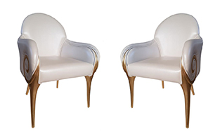Luxury Dining Armchair with Gold leaf