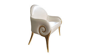 Luxury Dining Bench with Carved Gold Leaf