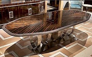 Luxury Dining Table in Macassar Ebony and Leather