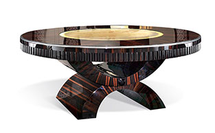 Luxury Macassar Ebony and Marble Circular Table
