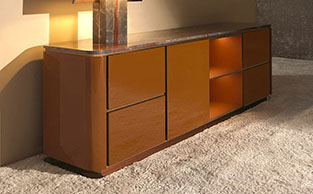 Architectural Sideboard Marble and Lacquer