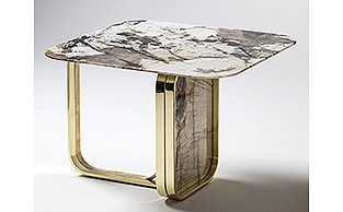 Modern Designer Marble and Bronze Side Table