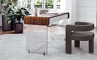 Modern Writing Desk in Wood and Glass
