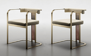 Architectural Chairs with Murano Glass Panel