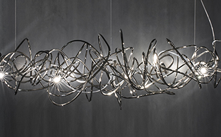 Sculptural Forged Metal Chandelier