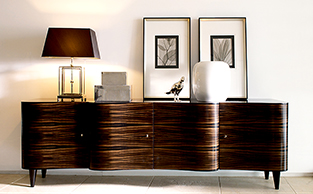Curved Macassar Ebony Credenza