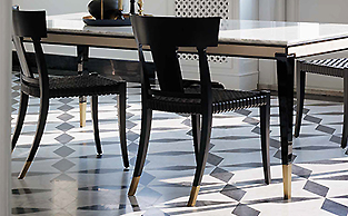 Neoclassical Dining Chair with Hide Leather Seat