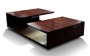 Rosewood and Bronzed Steel Coffee Table