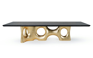 Sculptural Dining Table with Gold Leaf