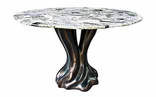 Sculptural Dining Table with Marble Top