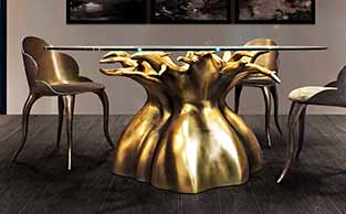 Dining Table with Gold Sculptural Design
