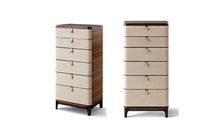 Luxury leather and Walnut Wood Drawer Set