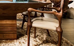 Sculptural Carved Walnut Wood Chair