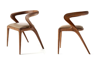 Sculptural Walnut Wood Chair